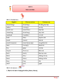 Bài tập chuyên sâu Tiếng Anh 3 unit 8 This is my pen (có lời giải chi tiết)
