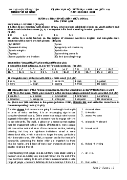 Kỳ thi chọn đội tuyển học sinh giỏi quốc gia thành phố Đà Nẵng năm học 2020 -2021 hướng dẫn chấm đề chính thức vòng 2 môn Tiếng Anh