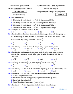 Đề thi giữa HK1 Toán 12 năm 2020 – 2021 trường THPT Nguyễn Duy Hiệu – Quảng Nam