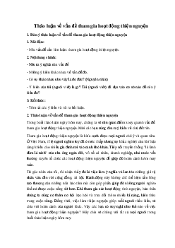 Thảo luận về vấn đề tham gia hoạt động thiện nguyện Ngữ Văn 10 sách Kết Nối Tri Thức