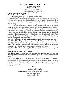 Đề thi HSG Ngữ văn 7 cấp huyện minh họa 2022-2023 (có đáp án và ma trận )