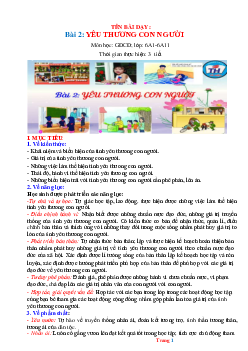 Giáo án GDCD 6 Bài 2: Yêu thương con người  | Kết nối tri thức