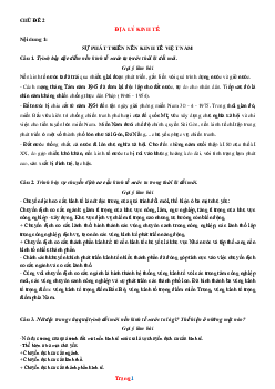Chuyên đề địa lí kinh tế lớp 9 (có lời giải)