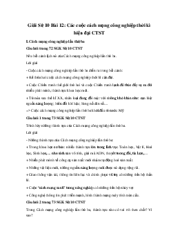 Giải Sử 10 Bài 12: Các cuộc cách mạng công nghiệp thời kì hiện đại CTST