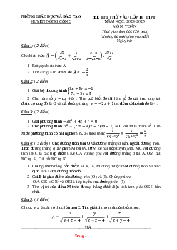 Đề thi thử vào 10 môn Toán của Phòng GD Nông Cống 2024-2025 (có đáp án)