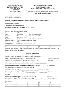 Kỳ thi năng khiếu lần 1 năm học 2019-2020 môn Tiếng Anh khối 10 chuyên trường THPT chuyển Nguyễn Trãi Hải Dương