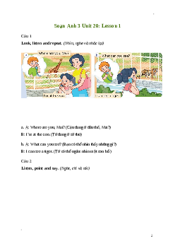 Giải Tiếng Anh lớp 3 Unit 20: Lesson 1 | Global Success