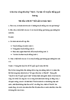 Giải Giáo dục công dân 7 Bài 1: Tự hào về truyền thống quê hương | Cánh diều