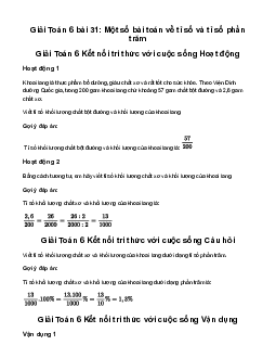 Giải Toán 6 Bài 31: Một số bài toán về tỉ số và tỉ số phần trăm | Kết nối tri thức