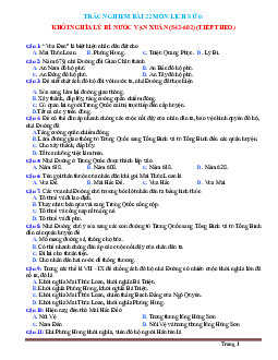 Trắc nghiệm Sử 6 Bài 22: Khởi nghĩa Lý Bí-nước Vạn Xuân -tiếp theo (có đáp án )