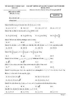 Đề thi thử tốt nghiệp THPT 2020 môn Toán sở GD&ĐT Gia Lai