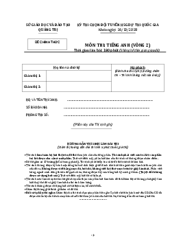 Đề thi chọn đội tuyển dự thi Học sinh giỏi quốc gia THPT năm 2018 môn Tiếng Anh tỉnh Quảng Trị (Vòng II)