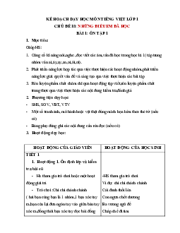 Chủ đề 18: Những điều em đã học | Bài 1 | Giáo án Tiếng Việt 1 bộ sách Chân trời sáng tạo