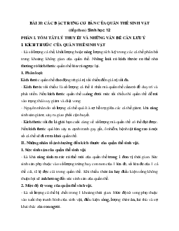 Sinh học 12 bài 38: Các đặc trưng cơ bản của quần thể sinh vật (tiếp theo)