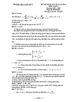 Đề khảo sát chất lượng Toán 9 năm 2021 – 2022 trường THCS Cầu Giấy – Hà Nội