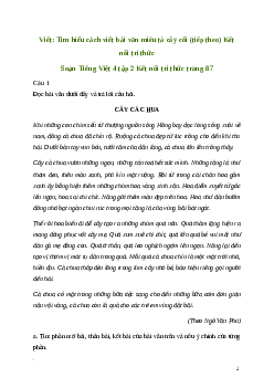 Soạn bài Viết: Tìm hiểu cách viết bài văn miêu tả cây cối (tiếp theo) | Kết nối tri thức