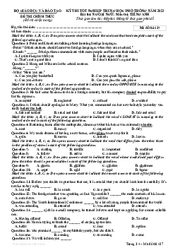 Đề thi chính thức và đáp án mã đề thi 417 môn Tiếng Anh THPT Quốc gia, Kỳ thi tốt nghiệp THPT 2023