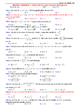 Đề trắc nghiệm ôn tập hàm số và bài toán liên quan – Trần Thanh Minh Toán 12