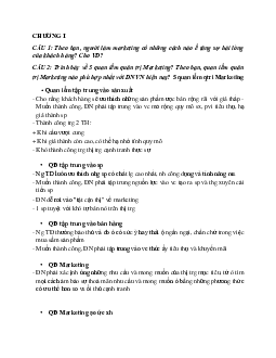 Đề cương ôn tập môn Marketing căn bản ( có đáp án) | Đại học Thăng Long