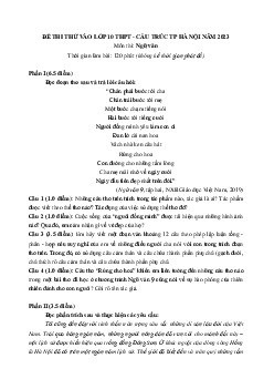 Đề thi thử vào lớp 10 môn Ngữ văn 2023 (cấu trúc đề TP Hà Nội) - Đề 1
