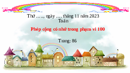 Giáo án điện tử Toán 2 Chương 2 Cánh diều: Phép cộng (có nhớ) trong phạm vi 100