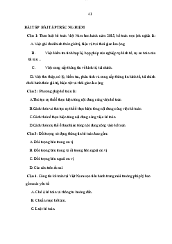Bộ câu hỏi trắc nghiệm ôn tập học phần Nguyên lý kế toán