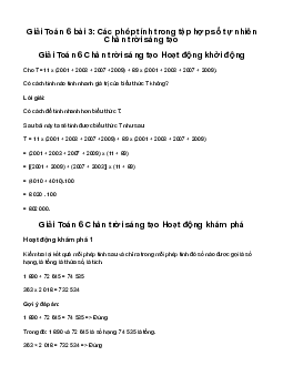Giải Toán 6 Bài 3: Các phép tính trong tập hợp số tự nhiên sách Chân Trời Sáng Tạo