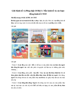Giải Kinh tế và Pháp luật 10 Bài 1: Nền kinh tế và các hoạt động kinh tế CTST