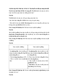 Giải bài tập SGK Sinh học 10 bài 11: Vận chuyển các chất qua màng sinh chất