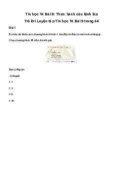 Giải Tin học 10 Bài 9: Thực hành câu lệnh lặp | Cánh diều