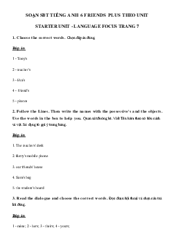 Sách bài tập tiếng Anh 6 Starter Unit Language focus trang 7 - Chân trời sáng tạo