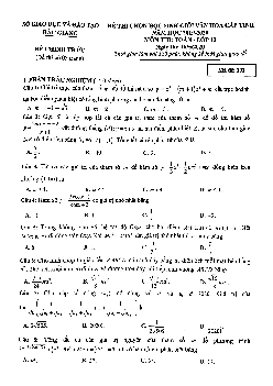 Đề thi chọn HSG Toán 12 cấp tỉnh năm học 2019 – 2020 sở GD&ĐT Bắc Giang