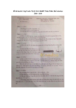 Đề thi học kì 1 lớp 9 môn Vật lý Sở GD&ĐT Thừa Thiên Huế năm học 2018 - 2019