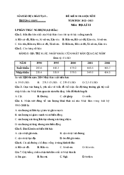Đề thi học kì 2 môn Địa lý lớp 11 năm 2022 - 2023 | đề 3