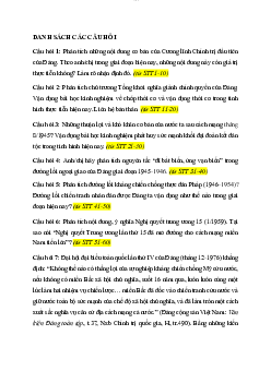 Câu hỏi ôn tập cuối kỳ môn Lịch sử đảng