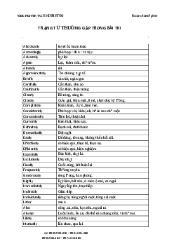 Trạng từ thường gặp trong bài thi học phần Tiếng anh cơ bản