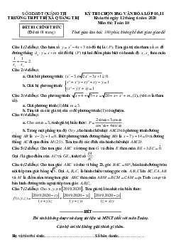Đề thi chọn HSG Toán 10 năm học 2019 – 2020 trường THPT thị xã Quảng Trị