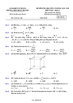 Đề thi học kì 2 Toán 11 năm 2018 – 2019 trường Đoàn Thượng – Hải Dương