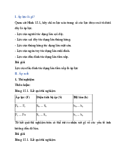 Giải Khoa học tự nhiên 8 bài 15: Áp suất trên một bề mặt | Kết nối tri thức