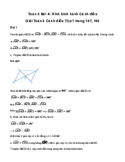Giải Toán 8 Bài 4: Hình bình hành | Cánh diều