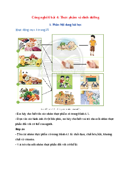 Công nghệ 6 bài 4: Thực phẩm và dinh dưỡng - Chân Trời Sáng Tạo