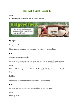 Tiếng Anh lớp 3 Unit 8: Lesson 13 trang 142 Explore Our World