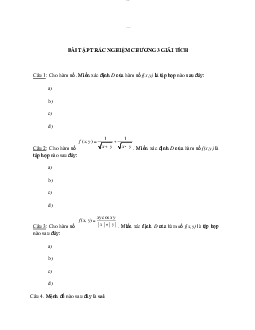 Bài tập trắc nghiệm toán Giải tích chương 3