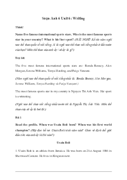 Giải Tiếng Anh 6 Unit 6: Writing -  Friends Plus