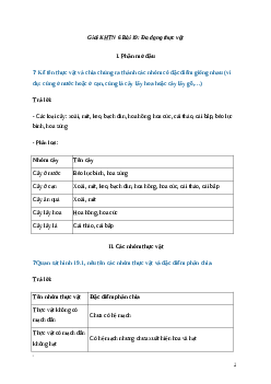 Giải KHTN Lớp 6 Bài 19: Đa dạng thực vật | Cánh diều