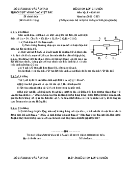 Đề chọn lớp chuyên Vật lí 10 trường PT Vùng Cao Việt Bắc 2022-2023 có đáp án