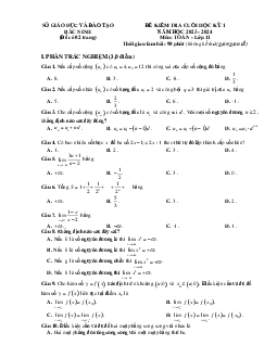 Đề thi học kỳ 1 Toán 11 Sở GD Bắc Ninh 2023-2024 (có đáp án)