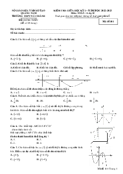 Đề giữa học kỳ 1 Toán 12 năm 2022 – 2023 trường THPT Núi Thành – Quảng Nam