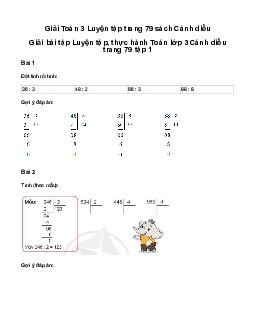 Luyện tập: Giải bài tập Luyện tập, thực hành Toán lớp 3 Cánh diều trang 79 tập 1