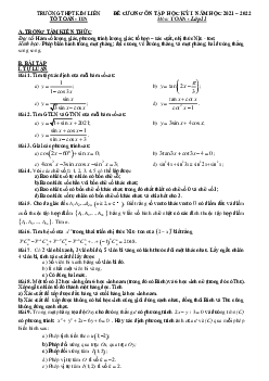 Đề cương ôn tập học kì 1 Toán 11 năm 2021 – 2022 trường THPT Kim Liên – Hà Nội